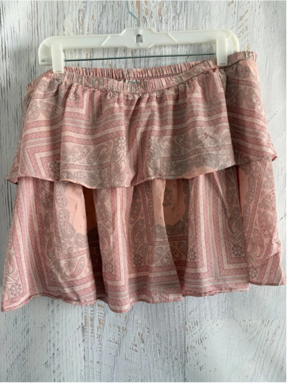 Women's Universal Thread Pink Gray Paisley Bandanna Print Ruffle Mini Skirt XL